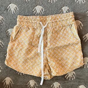 Women's Mustard Floral Drawstring Shorts